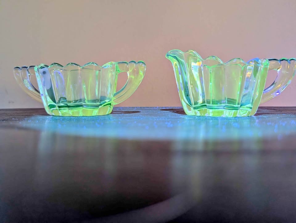 1930s Heisey Oval Cream and Sugar Set - Manganese Glass