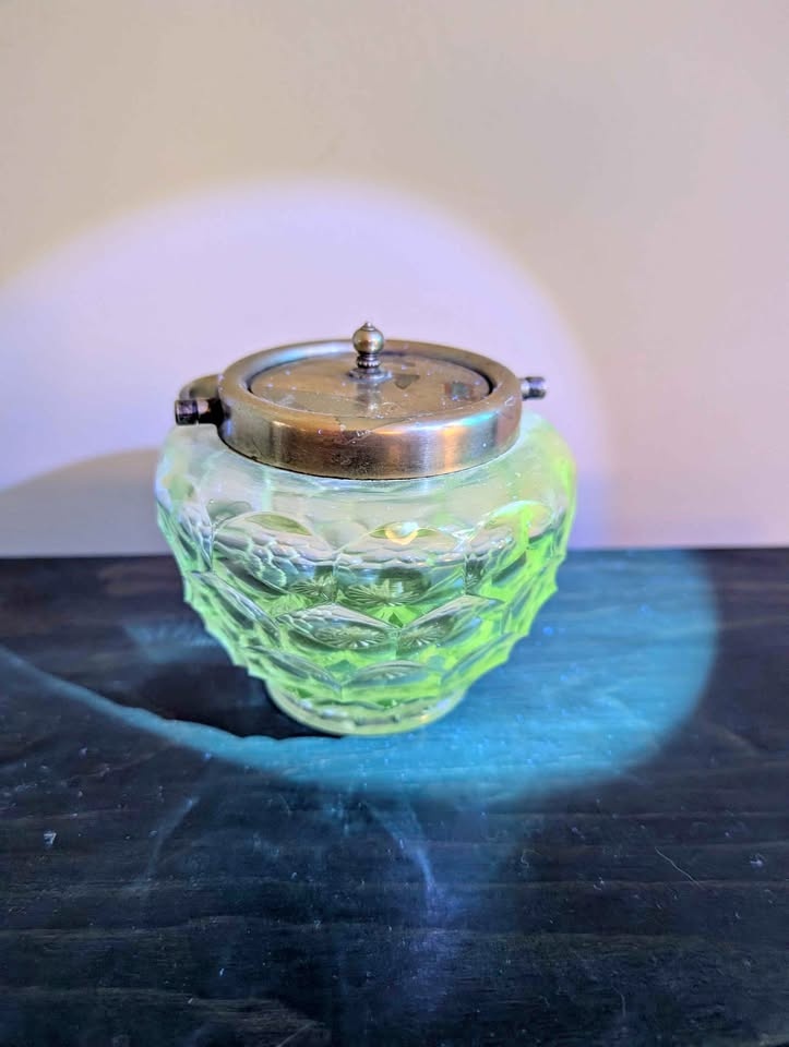 Antique Manganese Glass Sugar Bowl