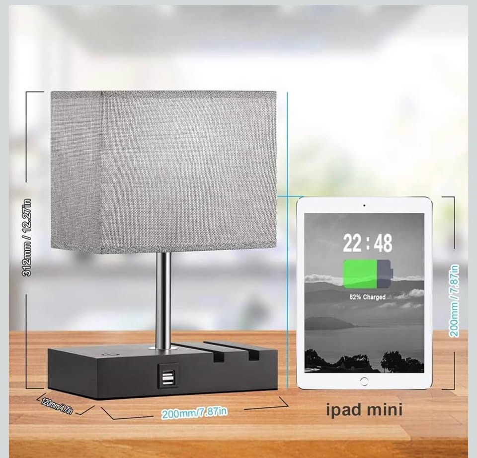 2 Pack USB Touch Table Lamps - Dimmable, Dual USB Ports - photo 3