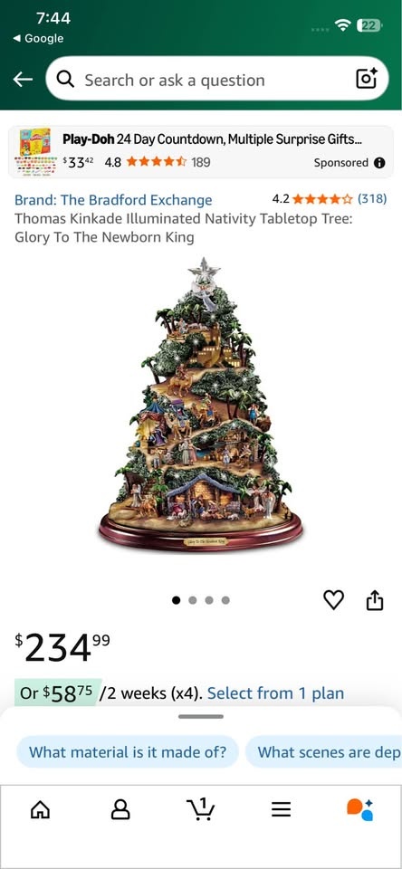 Thomas Kinkade Nativity Tree
