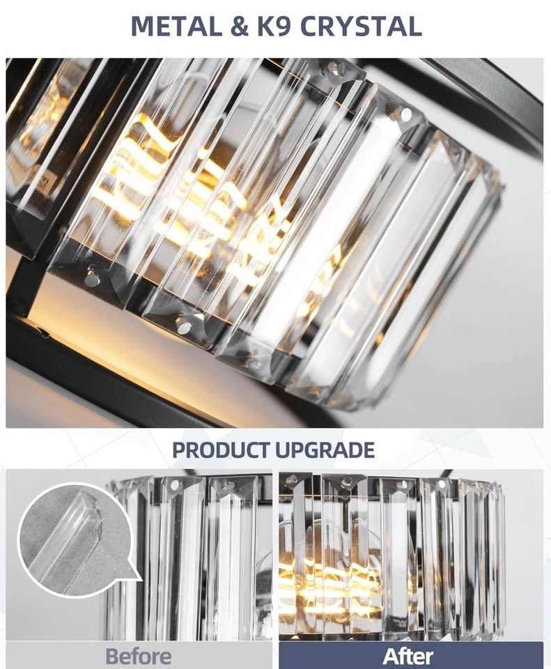 YOUKAIN Black Ceiling Fan, 48 Inch Modern Crystal - photo 3
