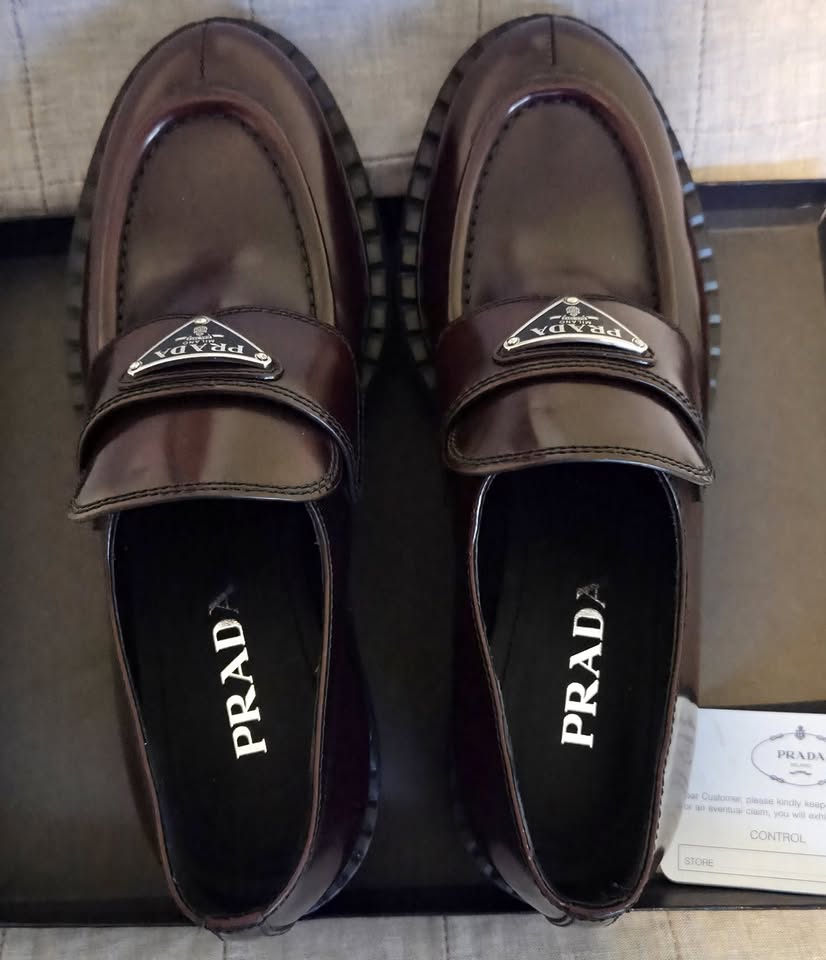 BRAND NEW - Prada Spazzolato Metal Triangle Logo Loafers