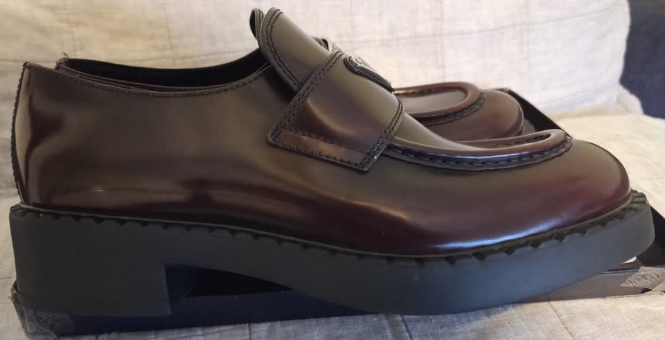 BRAND NEW - Prada Spazzolato Metal Triangle Logo Loafers - photo 2