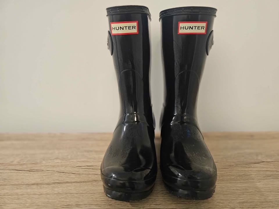 Hunter Original Short Gloss Rain Boots Black US 5 - like new - photo 2