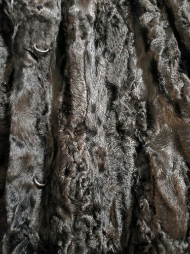 Black Vintage Lamb Fur Bomber Style Leather Jacket L - photo 4