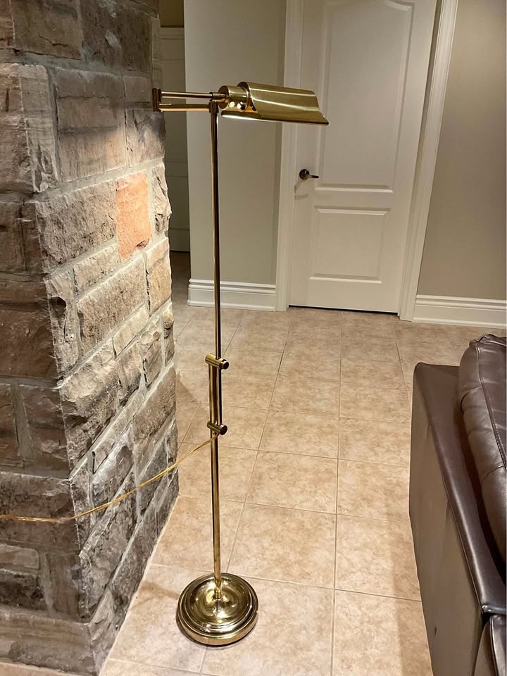 Vintage Brass Pharmacy Floor Lamp - Adjustable Swing Arm