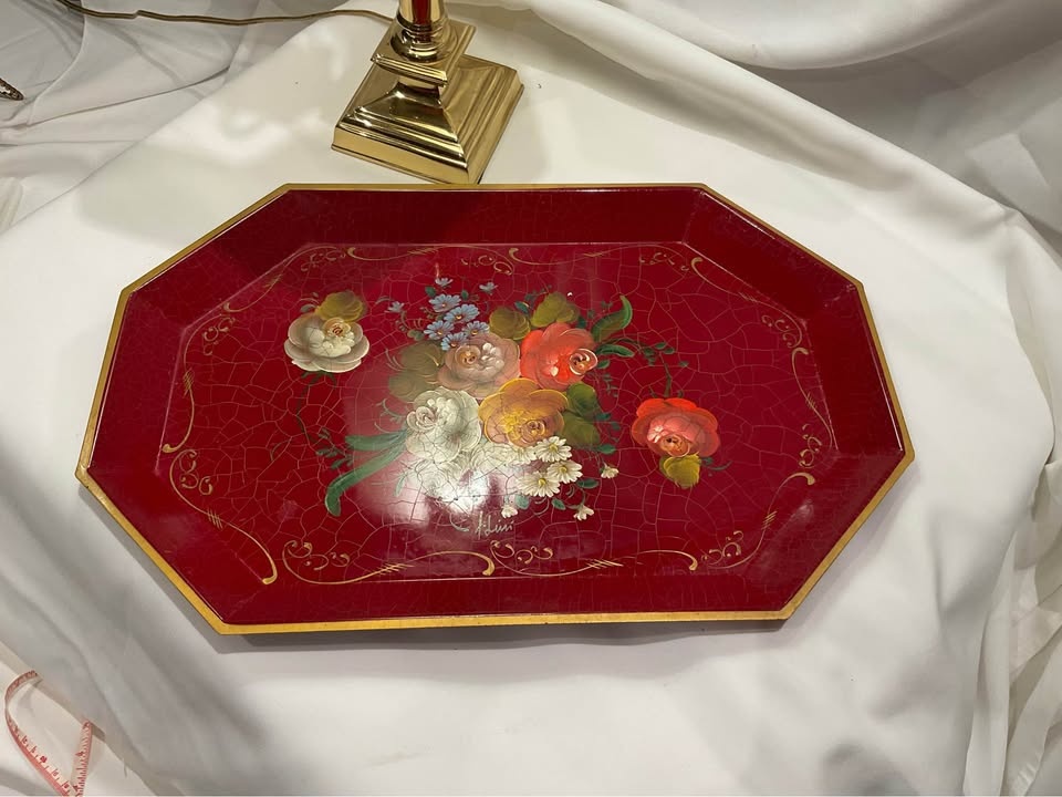 Vintage Toleware Metal Tray Signed - photo 4