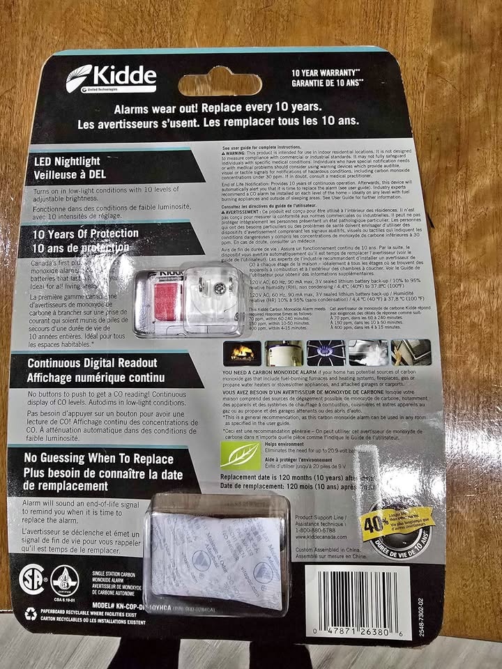 Plug-in CO Alarm (Smoke, Gas, Fire) with Digital Readout