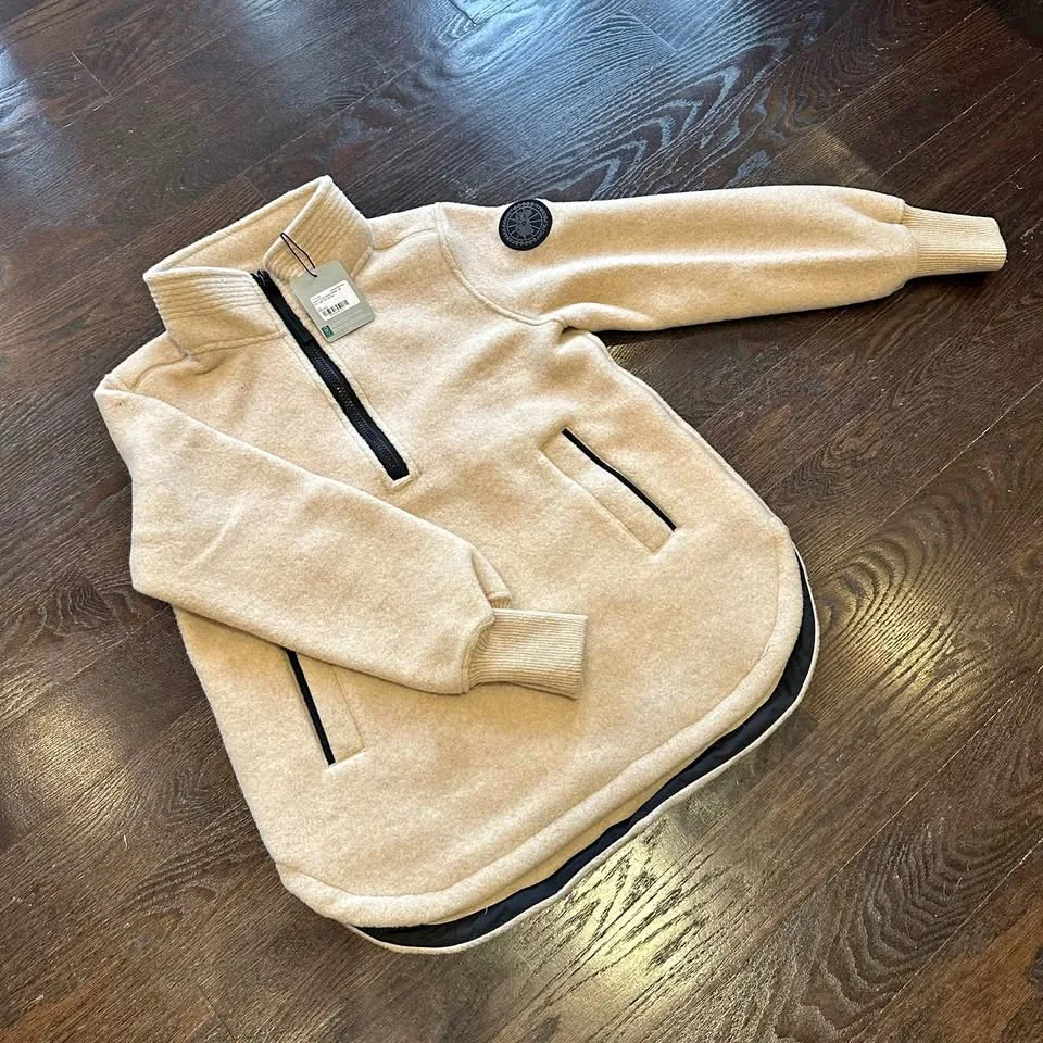 Authentic Canada Goose Severn 1/2 Zip Fleece Sweater Jacket Tan thumbnail