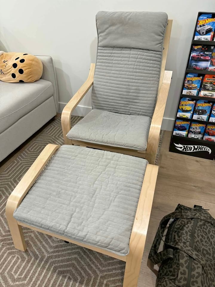 Ikea Poäng chair and footstool