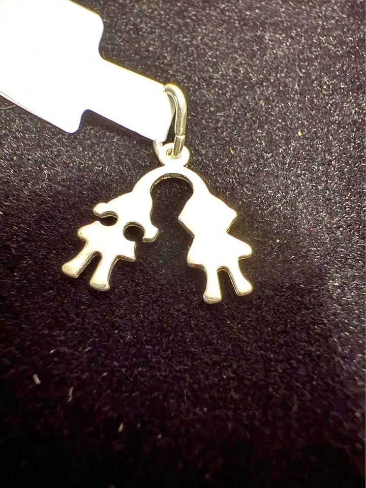 925 Sterling Silver Boy and Girl pendant thumbnail