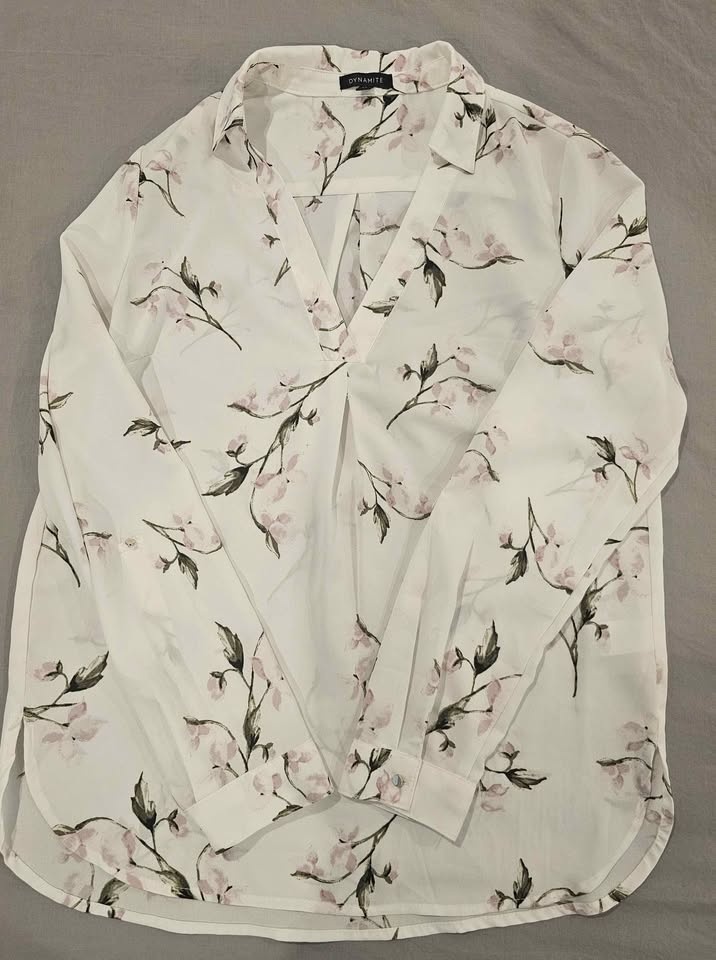 Dynamite white floral print long sleeve blouse - photo 2