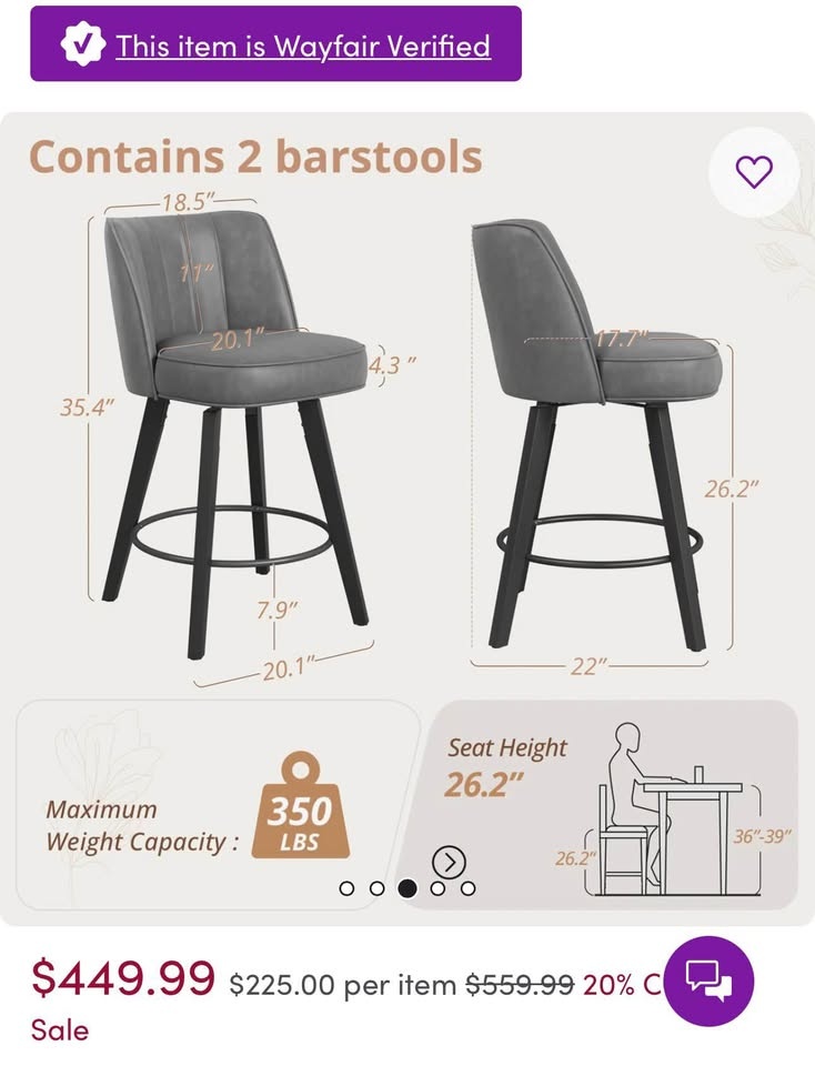 CORRIGAN STUDIO PAUL SWIVEL 26'' STOOLS (Set of 2) - photo 2