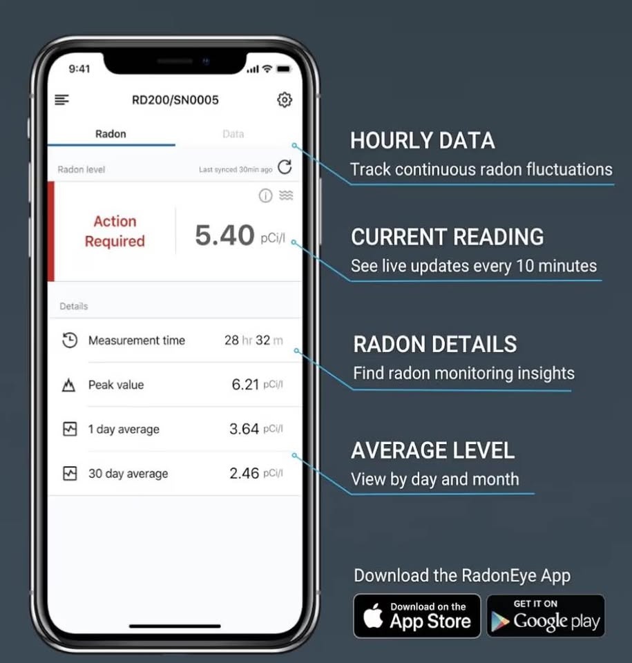 Ecosense RD200 RadonEye Digital Radon Detector w/ App - photo 5