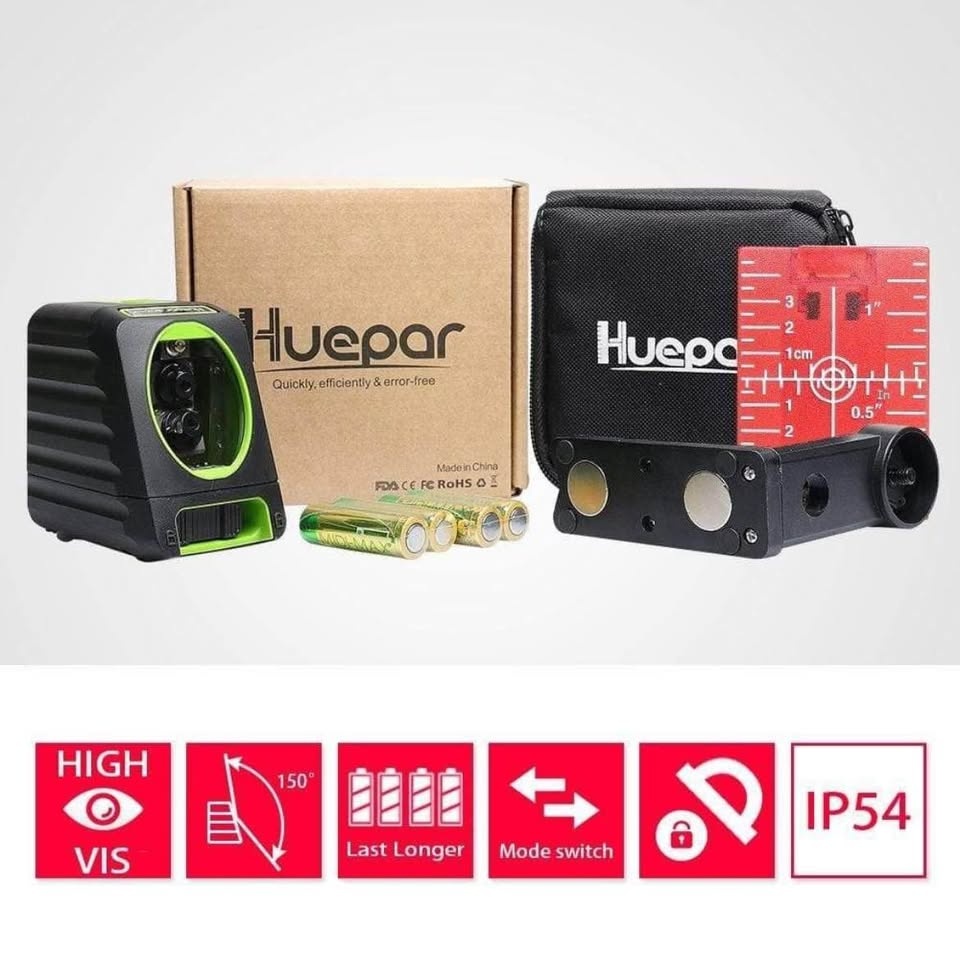 Huepar Box-1R Laser Level (Red Beam) – Self Leveling, Like New - photo 2