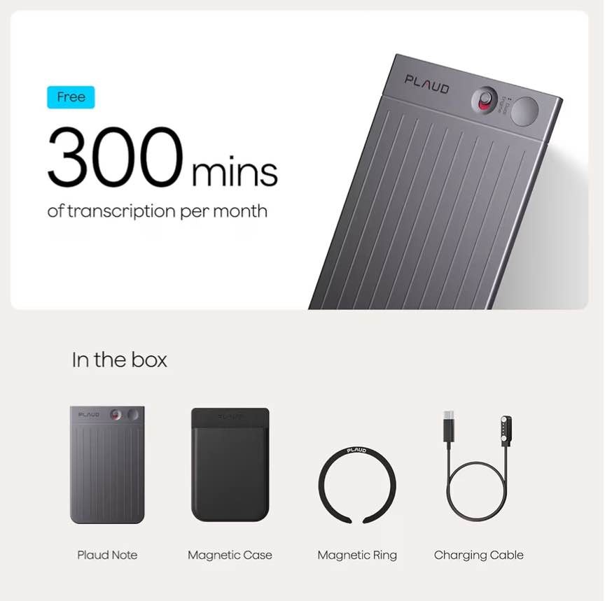 Plaud Note AI Voice Recorder (64GB) - Transcribe & Summarize - photo 3