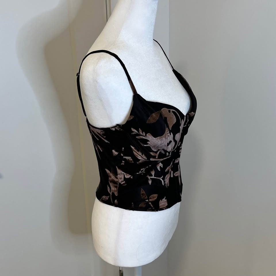 Forever 21 Black/Mauve Floral Bustier Top - Size M - photo 5