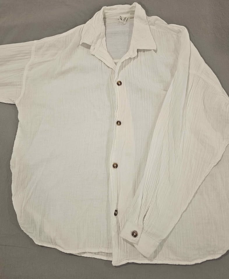 Roxy White Gauze Button Up Shirt - Lightweight - photo 5