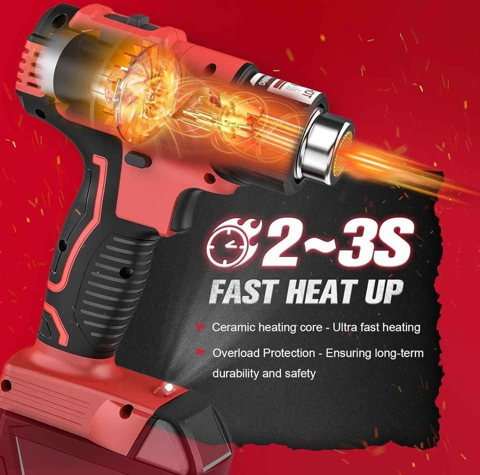 LIVOWALNY Cordless Heat Gun + Nozzles (Milwaukee 18V compatible) - photo 3