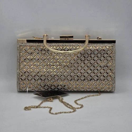 D'Margeaux Geometric Sparkle Clutch With Gold Finish