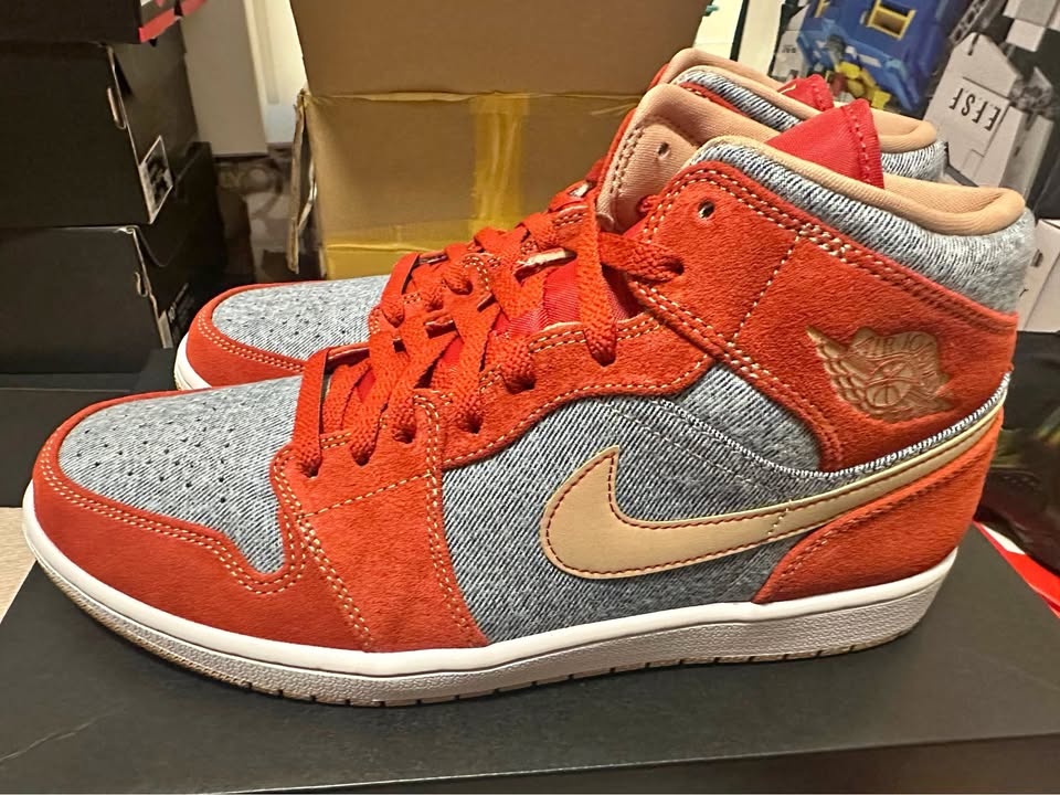 Air Jordan 1 Mid SE Cinnabar Hemp White Size 11