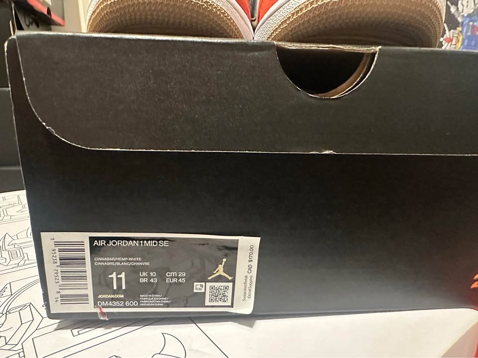 Air Jordan 1 Mid SE Cinnabar Hemp White Size 11 - photo 2