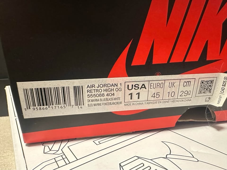 Air Jordan 1 Retro High OG Dark Marina Blue Size 11 - photo 2