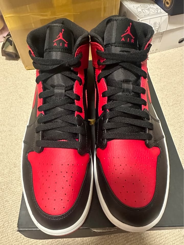 Air Jordan 1 Mid Black Red US 11.5 - photo 3