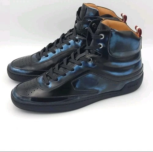 BALLY Etra Brushed Leather High-Top Sneakers Retro. Size 10