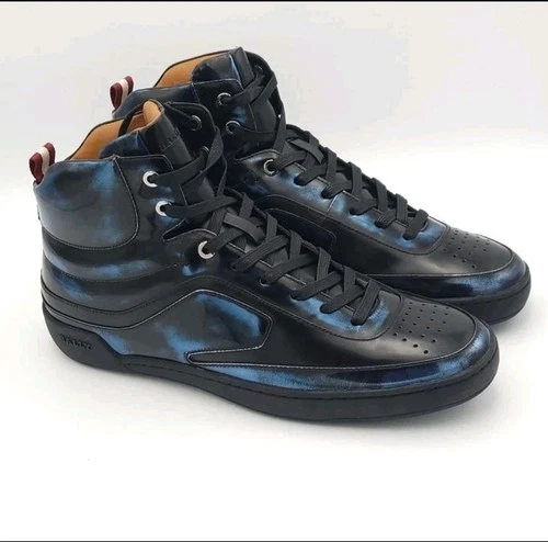 BALLY Etra Brushed Leather High-Top Sneakers Retro. Size 10 - photo 3