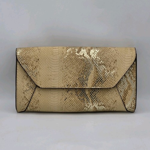 Urban Expression Envelope Clutch Bag With Gold And Beige Faux Sn