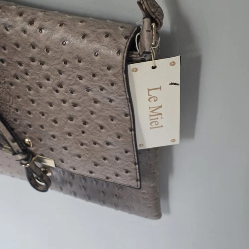 Le Miel Vegan Leather Crossbody Bag Ostrich And Crocodile Emboss - photo 4
