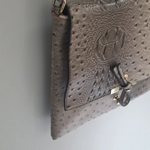 Le Miel Vegan Leather Crossbody Bag Ostrich And Crocodile Emboss - photo 5