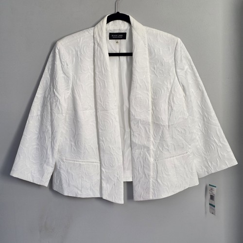 Black Label by Evan-Picone White Cropped Blazer Wms, Sz XL