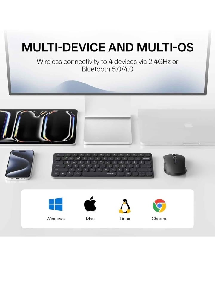 RAPOO 9050S Multi-Device Wireless Keyboard Mouse Combo - photo 3