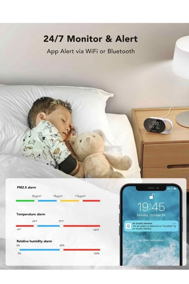 GoveeLife Smart Air Quality Monitor PM2.5 Temp Humidity Clock - photo 3