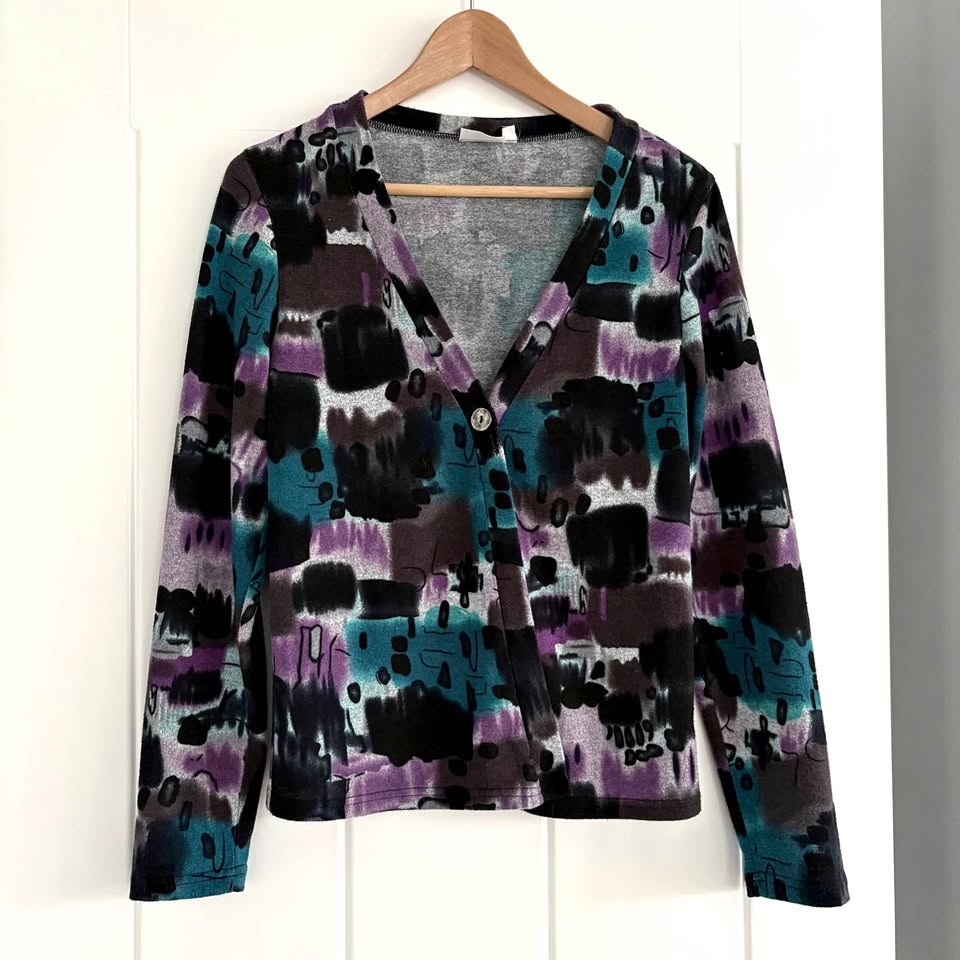 Gilmour Size Small Statement Art to Wear Cardigan Colourful Arts