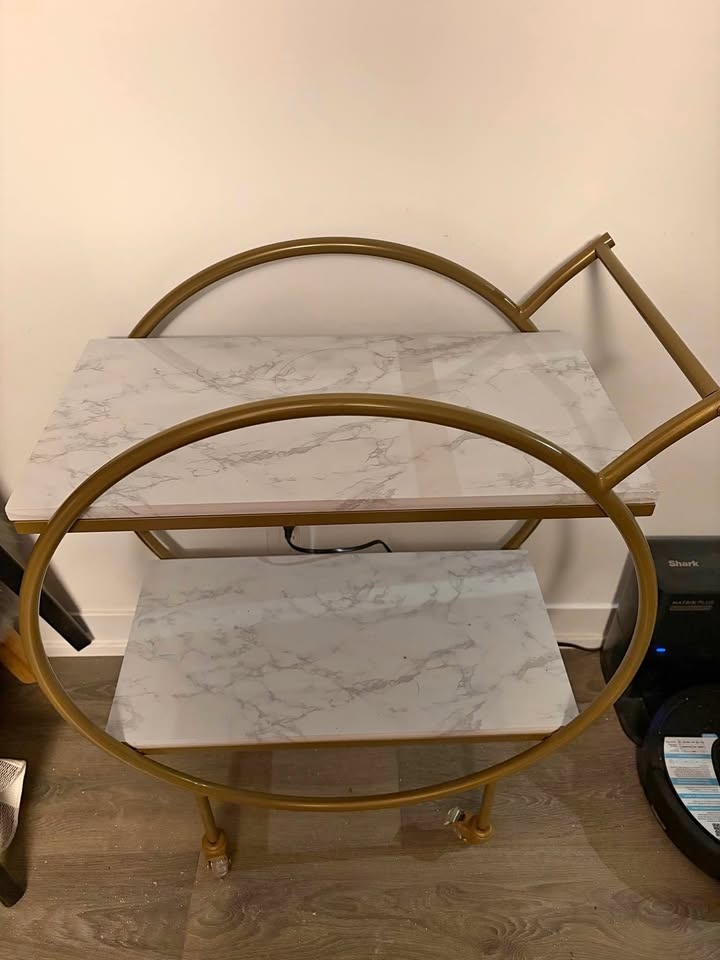 Wayfair Gold and White Bar Cart