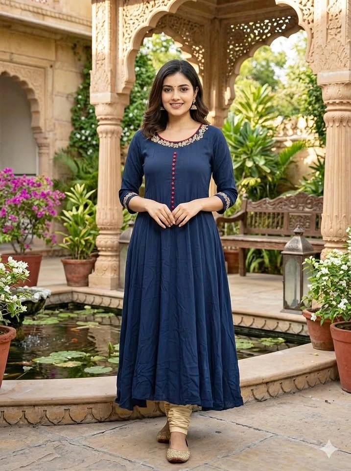 Navy blue Anarkali kurti - Size L