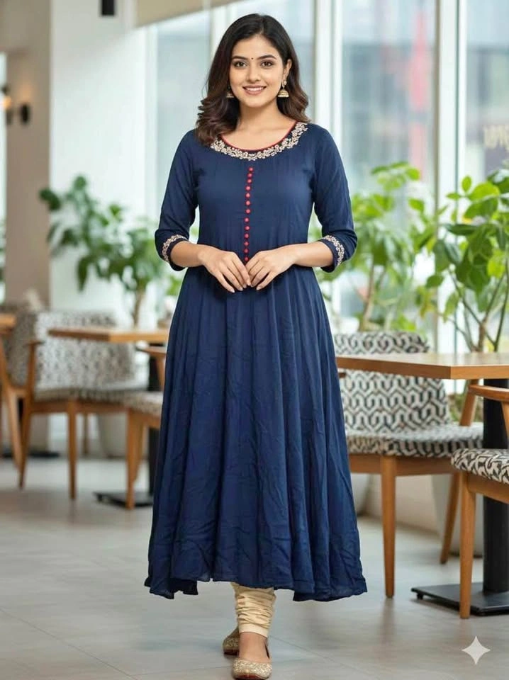 Navy blue Anarkali kurti - Size L - photo 3