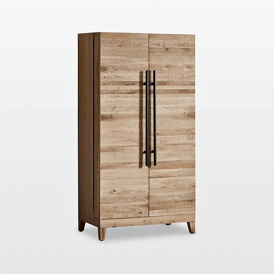 Crate & Barrel Wallace Large Oak Bar Cabinet