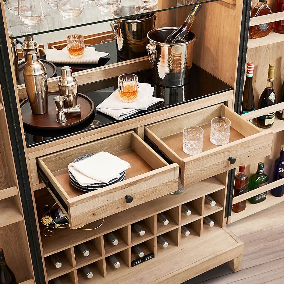 Crate & Barrel Wallace Large Oak Bar Cabinet - photo 4
