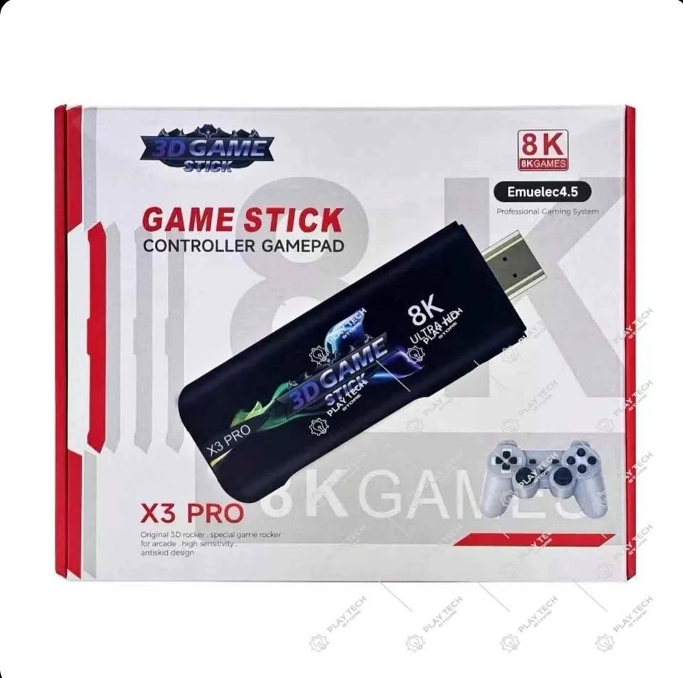 Game Stick X3 Pro 8K Console, 64GB, 50,000 Games, 2 Wireless Con