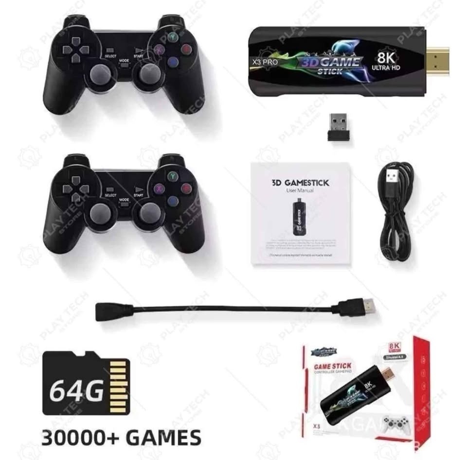 Game Stick X3 Pro 8K Console, 64GB, 50,000 Games, 2 Wireless Con - photo 3