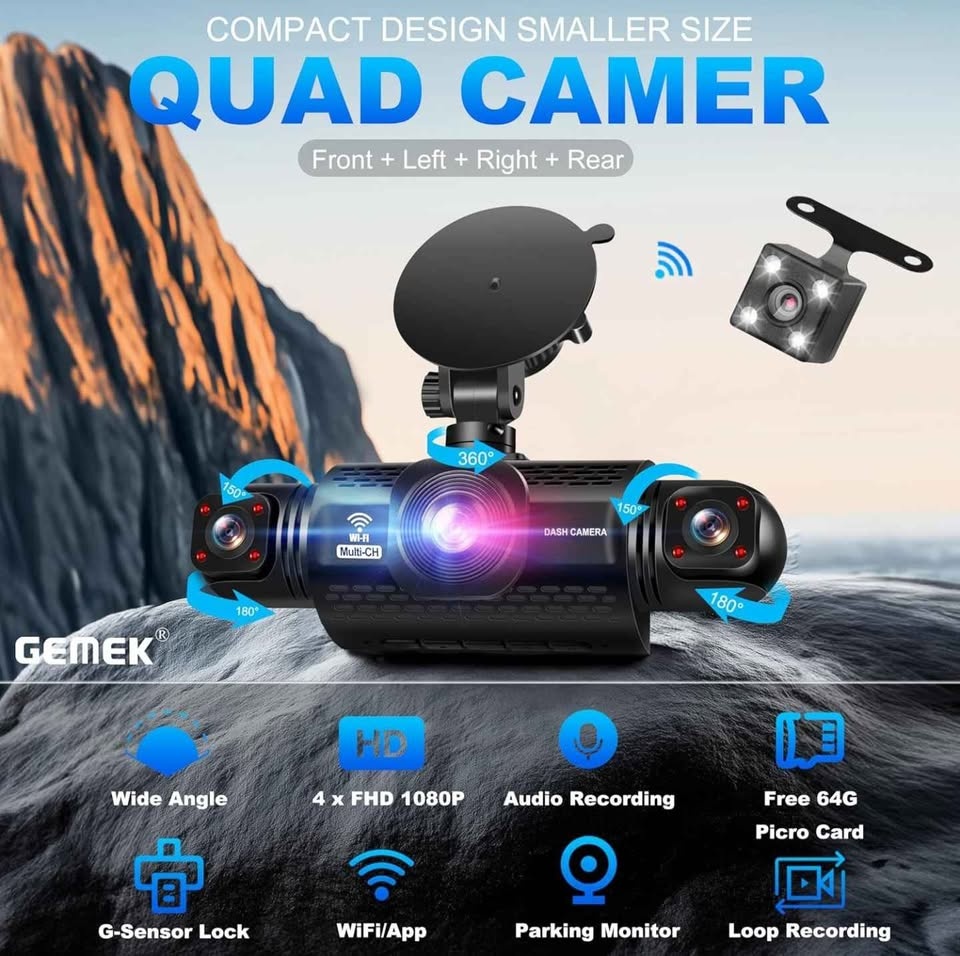 GEMEK Quad Dash Cam 4-Channel Car Camera System - photo 2