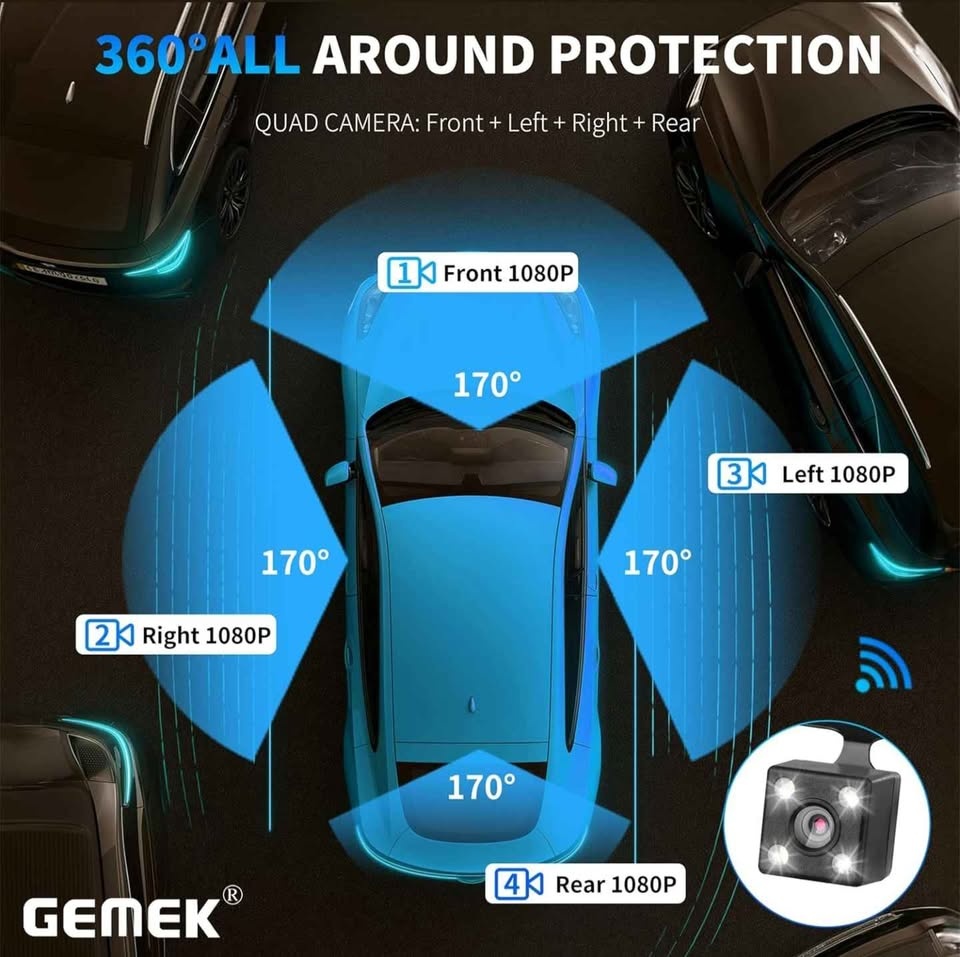 GEMEK Quad Dash Cam 4-Channel Car Camera System - photo 4