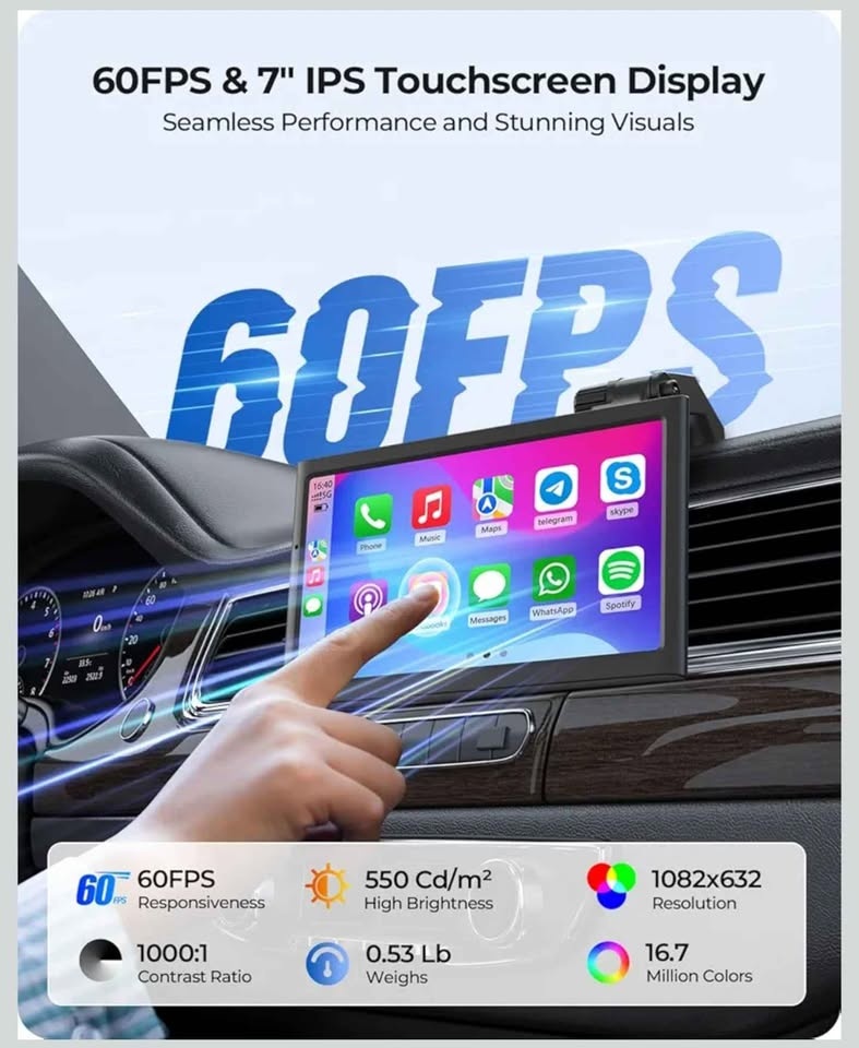 Krunia 7 inch Wireless Carplay Android Auto Screen - photo 3