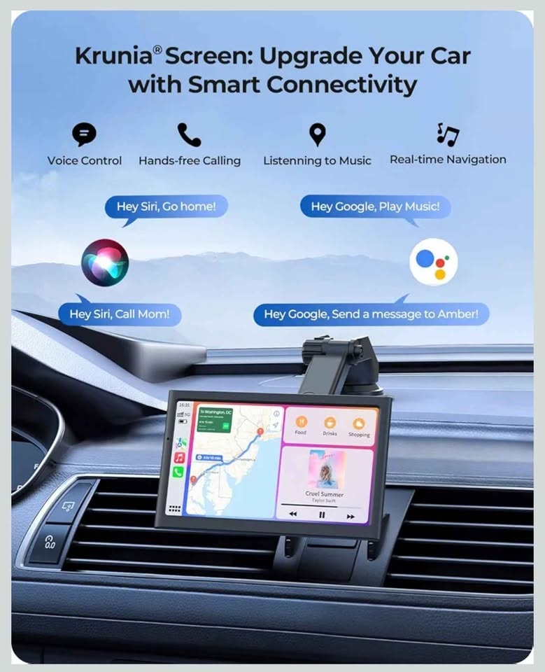 Krunia 7 inch Wireless Carplay Android Auto Screen - photo 4