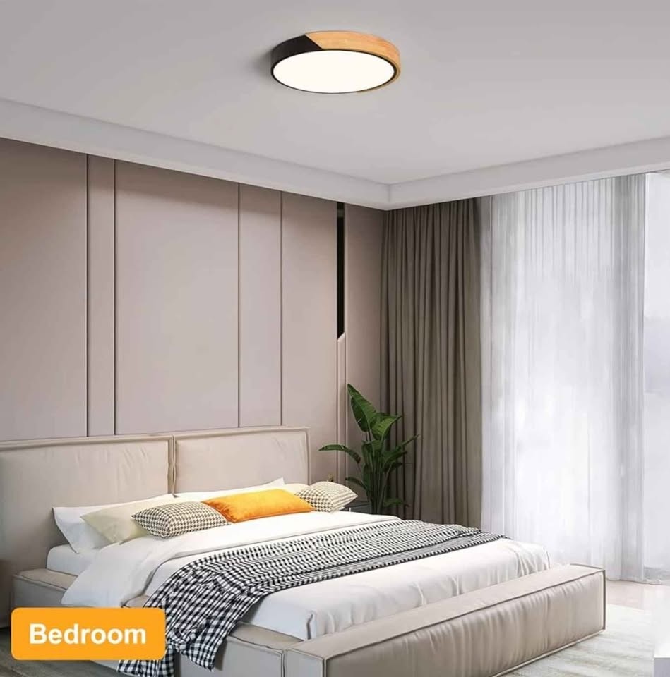 Vikaey Modern LED Ceiling Light, Minimalist Wood Style - photo 2