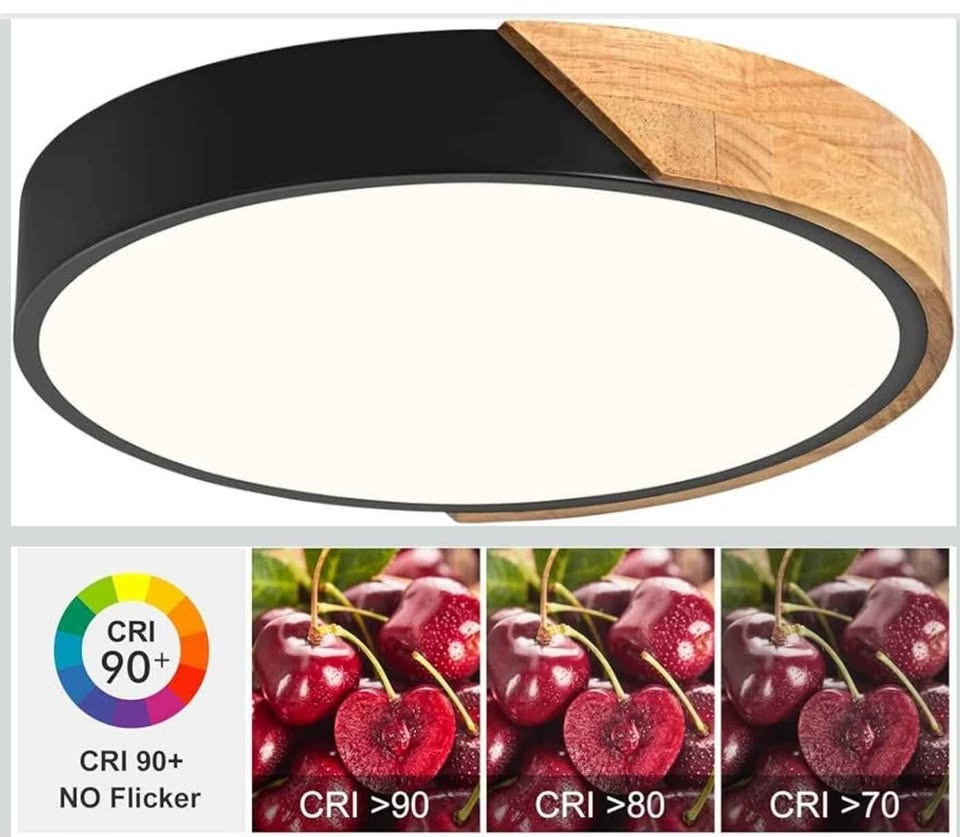 Vikaey Modern LED Ceiling Light, Minimalist Wood Style - photo 3